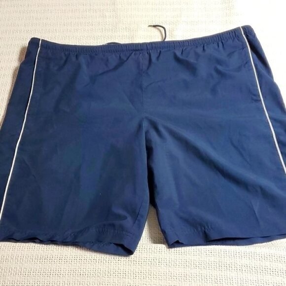 Nike Blue Logo Cinched Lined Sz. XL Swim Trunks w Pockets - Picture 1 of 12